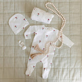 Daisy Print Set (Swaddle) - Baby Pink