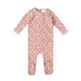 Faded Flowers Footie - Dark Pink