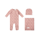 Faded Flowers Layette Set - Dark Pink