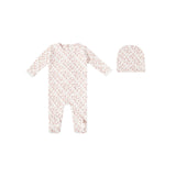 Faded Flowers Footie Set - White/Pink