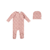 Faded Flowers Footie Set - Dark Pink