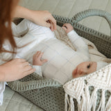 Dotted Gingham Footie - Blue White