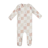 Pear Checker Footie - Pink