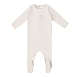 Pinstripe Footie - Oat