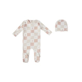 Pear Checker Footie Set - Pink