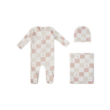 Pear Checker Layette Set - Pink