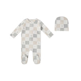Pear Checker Footie Set - Blue