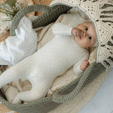 Pinstripe Footie - Cloud Blue